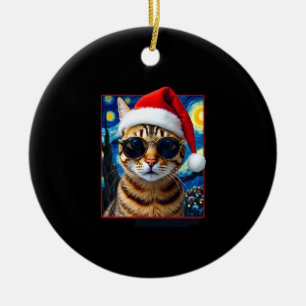 Sternennacht Orange Tabby-Katze Weihnachten Keramik Ornament