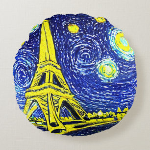 Sternennacht Paris Frankreich Rundes Kissen