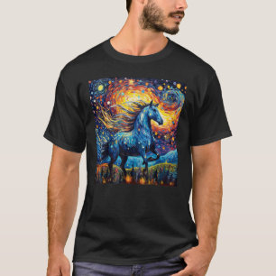 Sternennacht Pferdebesitzer Tierliebhaber T-Shirt