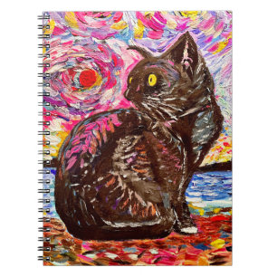 Sternennacht Schwarze Katze Notizbuch Notizblock