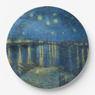 Sternennacht über der Rhone (von van Gogh) Pappteller