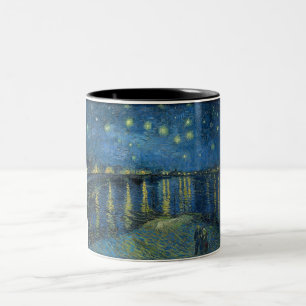 Sternennacht über der Rhone (von van Gogh) Zweifarbige Tasse