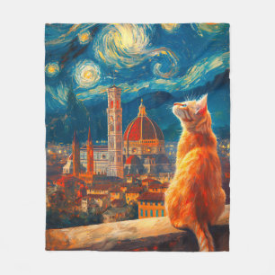 Sternennacht über Florenz   Ginger Cat Art Fleecedecke