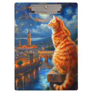 Sternennacht über Florenz Ginger Cat Art Klemmbrett