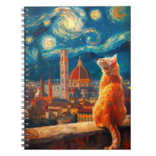 Sternennacht über Florenz Ginger Cat Art Notizblock