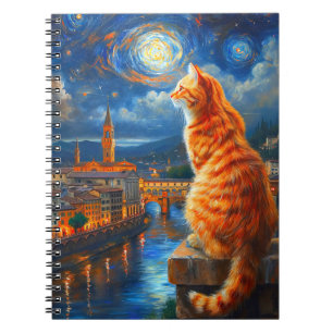 Sternennacht über Florenz   Ginger Cat Art Notizblock