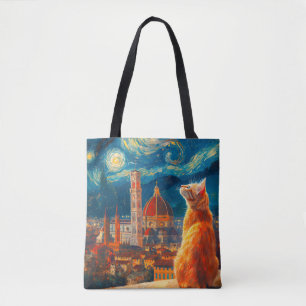 Sternennacht über Florenz Ginger Cat Art Tasche