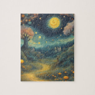 Sternennacht Van Gogh Stil Fantasy Wald