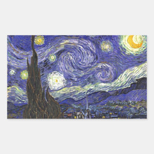 Sternennacht, Vincent Van Gogh. Rechteckiger Aufkleber
