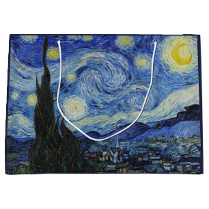 Sternennacht von Van Gogh Wirbelnder Himmel Blau K Große Geschenktüte