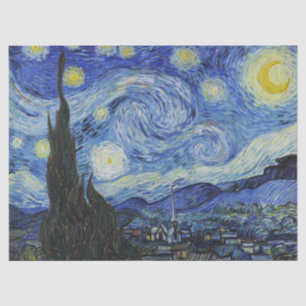 Sternennacht von Van Gogh, wirbelnder Himmel, blau Seidenpapier