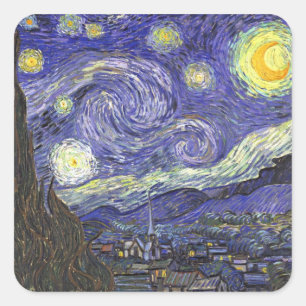 Sternennacht von Vincent van Gogh Quadratischer Aufkleber
