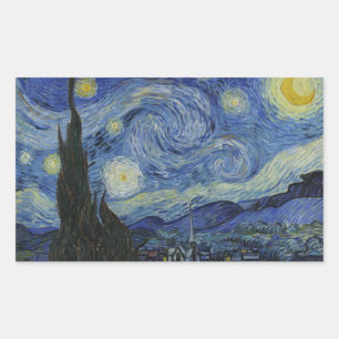 Sternennacht von Vincent Van Gogh Rechteckiger Aufkleber