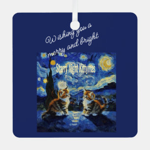 Sternennacht Weihnachts-Katzenliebhaber Kittymas S Ornament Aus Metall
