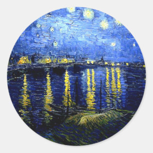 Sternennacht, weltberühmte Kunst von van Gogh Runder Aufkleber