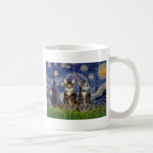 Sternennacht - Zwei getigerte Hauskatzen Kaffeetasse