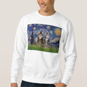 Sternennacht - Zwei getigerte Hauskatzen Sweatshirt