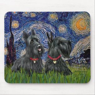 Sternennacht - Zwei Schottische Terrier Mousepad