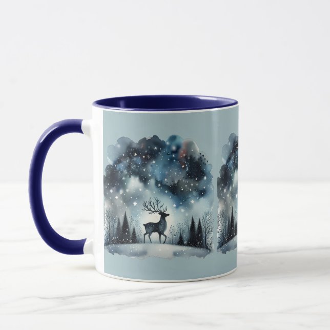 Sternenreiche Winternacht Hirsche Tasse (Links)