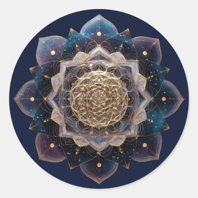 Sternensaat-Geometrie| Mandala-Design Runder Aufkleber (Vorderseite)