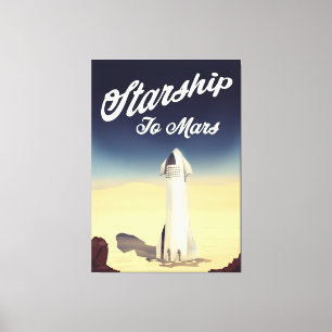 Sternenschiff zum Mars im Vintage-Stil Weltraumrei Leinwanddruck