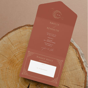 Sternenstaub-Monogramm-Hochzeitseinladungen All In One Einladung