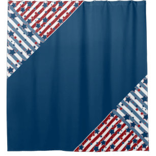 Sternenstrippte Muster in Rot und Blau werfen Duschvorhang