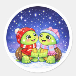 Sternenvolle Winternacht Runder Aufkleber