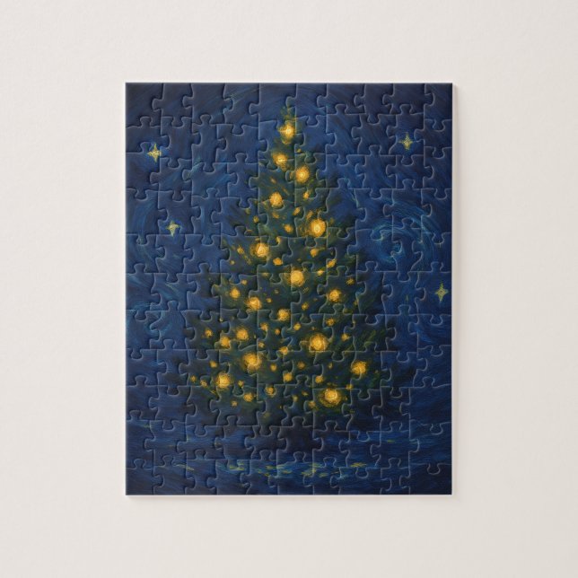Sternenweiter Weihnachtsbaum | Post-Impressionisti (Vertikal)