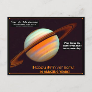 Sternenwelten-Arcade 40. Jubiläum Retro Postkarte