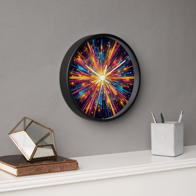Sternexplosion Analoge Uhr aus Holz (Büro)