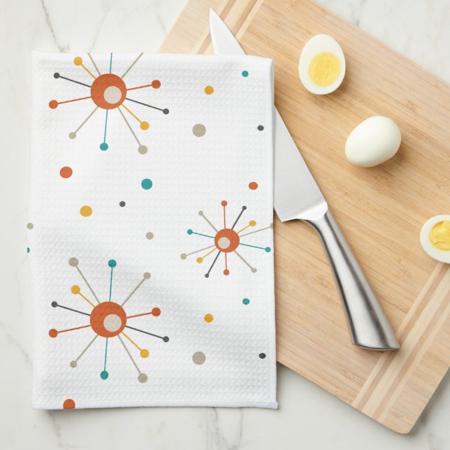 Sternexplosion des Atomzeitalters Polka Dots Moder Geschirrtuch (Viertel Falte)