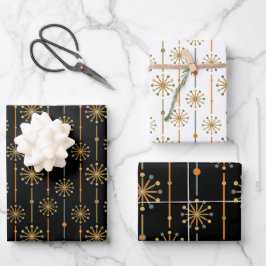 Sternexplosion des mittleren Jahrhunderts Strip Cu Geschenkpapier Set