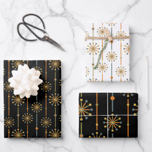 Sternexplosion des mittleren Jahrhunderts Strip Cu Geschenkpapier Set