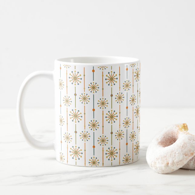 Sternexplosion des mittleren Jahrhunderts Strip Cu Kaffeetasse (Mit Donut)