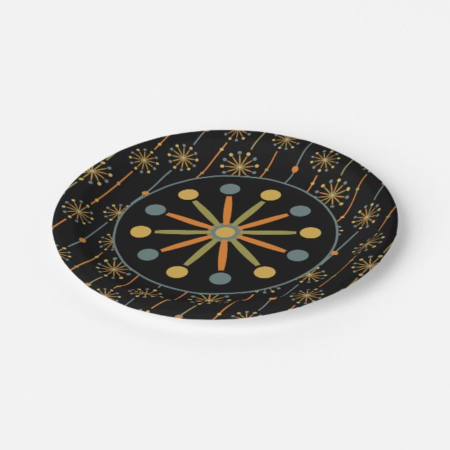 Sternexplosion des mittleren Jahrhunderts Strip Cu Pappteller (Schrägansicht)