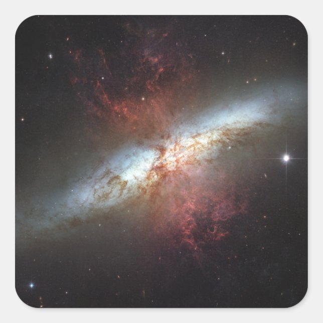 Sternexplosion Galaxie, Messier 82 Quadratischer Aufkleber (Vorderseite)