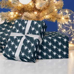 Sternexplosion Marineblau-Weiß-Muster Moderne Gesc Geschenkpapier