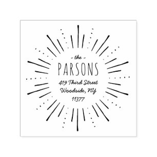 Sternexplosion Monogram Address Briefmarke Permastempel