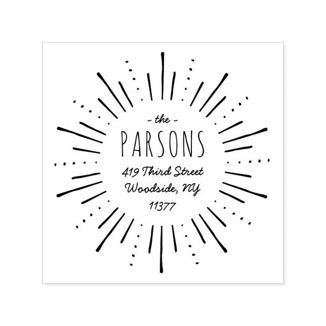Sternexplosion Monogram Address Briefmarke Permastempel (Design)