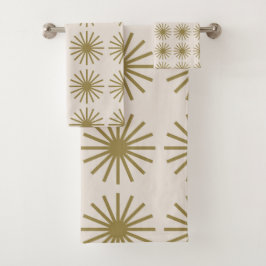 Sternexplosion Muster Gold & Linen Weiß Badhandtuch Set