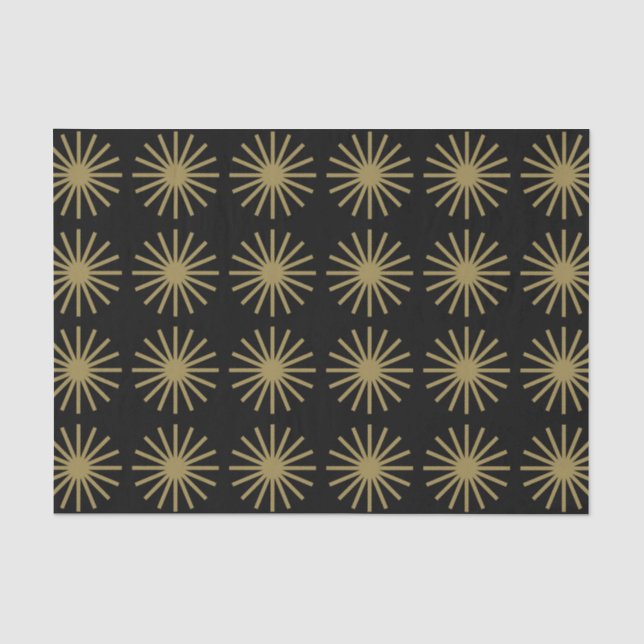 Sternexplosion Muster Schwarz und Gold Seidenpapier (Vorderseite)