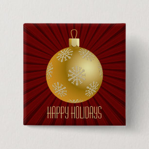 Sternexplosion Streifen Ornament Button, Rot & Gol Button