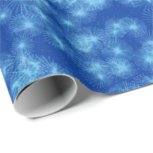 Sternexplosionen aus Eiskristall - Kobaltblau Geschenkpapier