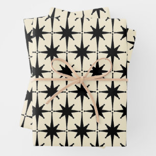 Sternexplosionen des Atomzeitalters Schwarz und Cr Geschenkpapier Set