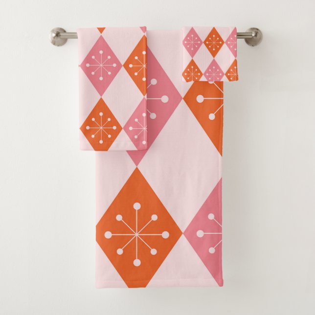 Sternexplosionen des Mittelalters auf Orange Pink  Badhandtuch Set (Insitu)