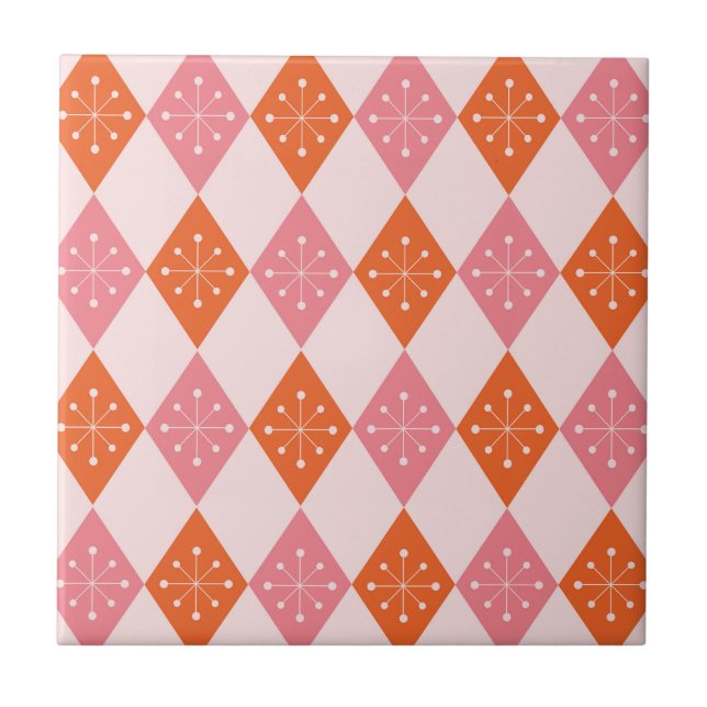 Sternexplosionen des Mittelalters auf Orange Pink  Fliese (Vorderseite)