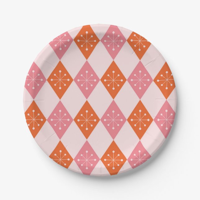 Sternexplosionen des Mittelalters auf Orange Pink  Pappteller (Vorderseite)