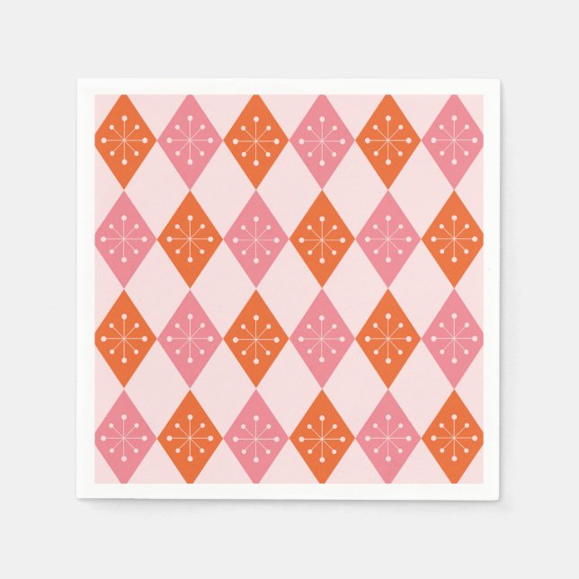 Sternexplosionen des Mittelalters auf Orange Pink  Serviette (Vorderseite)