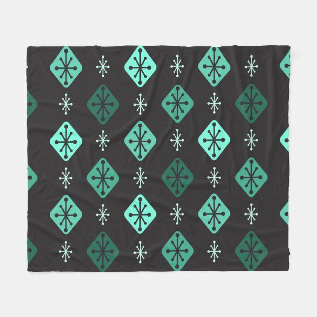 Sternexplosionen des Mitteljahrhunderts Diamonds B Fleecedecke (Vorderseite (Horizontal))